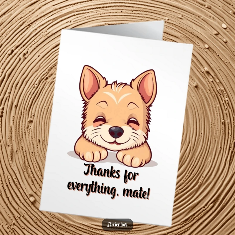 Funny Free Printable Thank You Card: A content terrier rests peacefully, sending a quiet, smiling thank you your way.