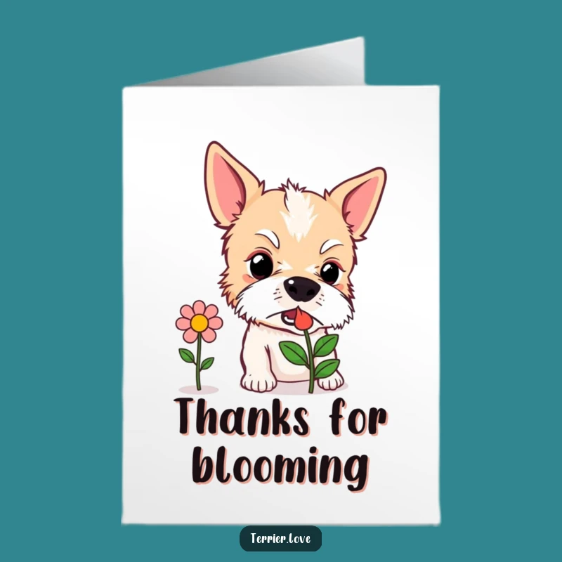 Free Printable Thank You Card: Curious Terrier's Floral Thanks - Funny Dog