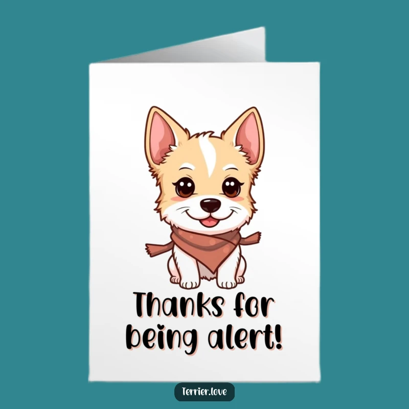 Free Printable Thank You Card: Smiling Terrier Dog with Scarf! Sweet Downloadable Gift