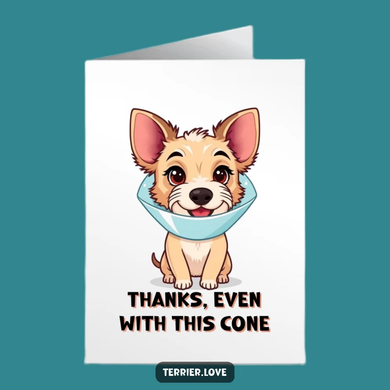 Free Printable Thank You Card: Cone Terrier's Grateful Smile - Funny Dog