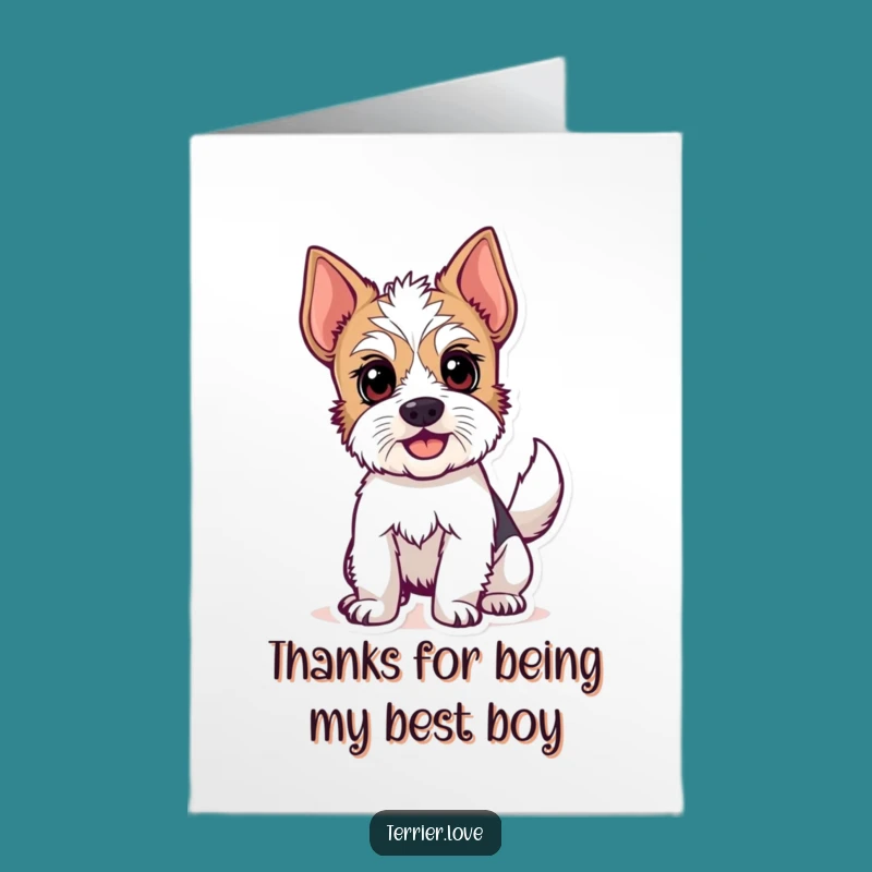 Free Printable Thank You Card: Excited Terrier Wagging Tail Funny Dog Design