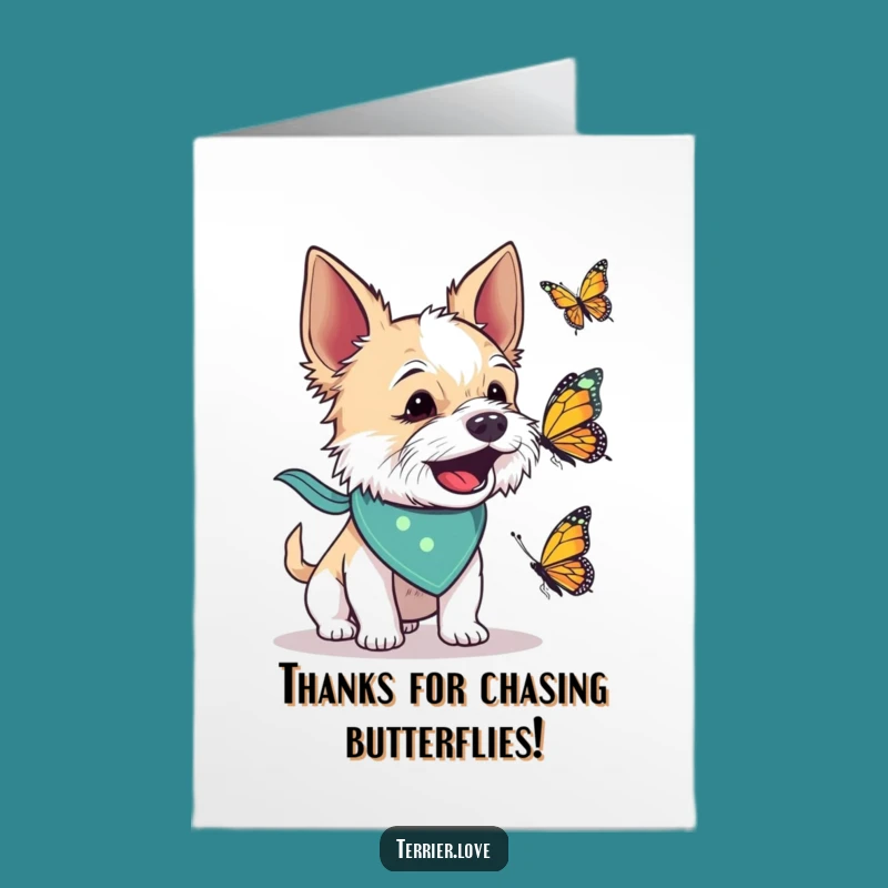 Funny Terrier Butterfly Thank You Free Printable Card - Dog Downloadable