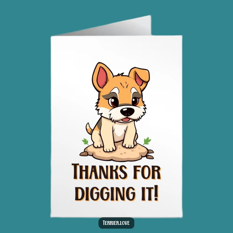 Free Printable Thank You Card: Terrier's Diligent Dig - Downloadable Gratitude Card!