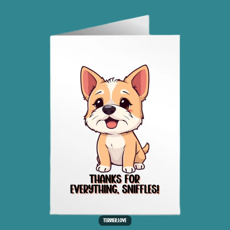 Free Printable Terrier Thank You Card: Sniffing Dog Funny Downloadable Gift