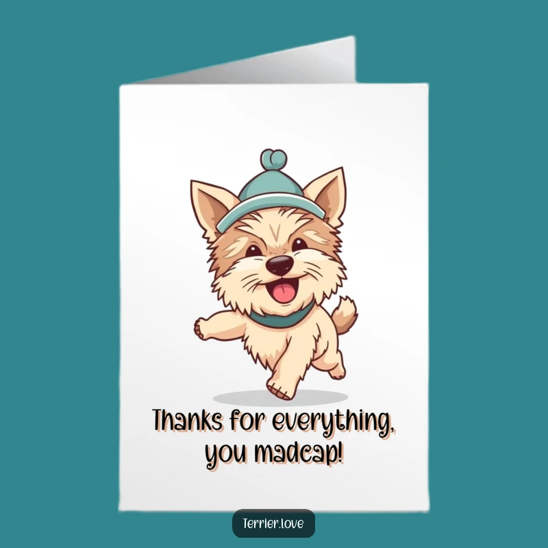 Free Printable Silly Terrier Thank You Card - Funny Dog Hat Downloadable Gift