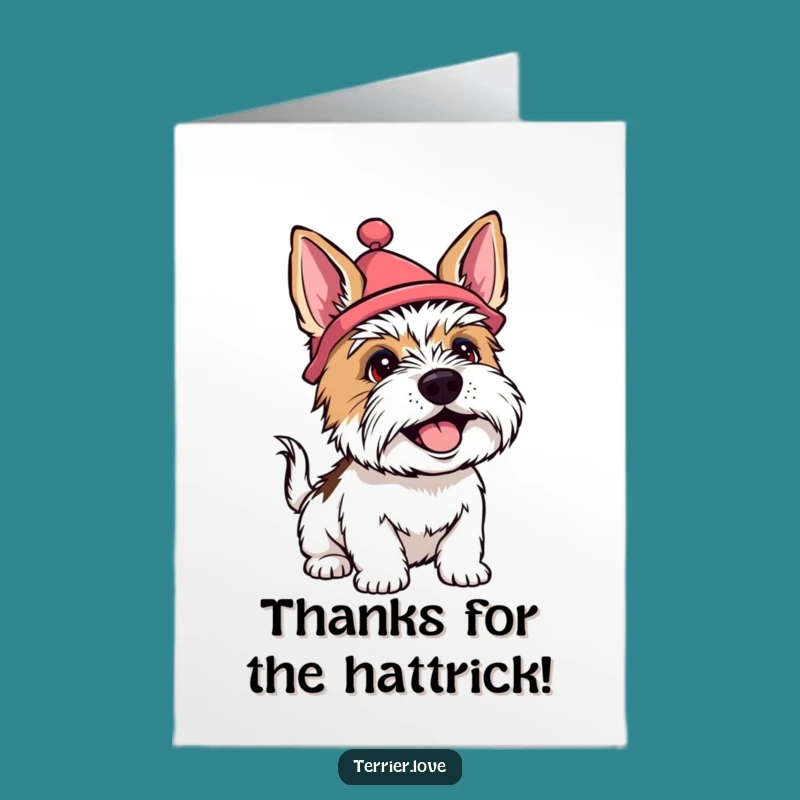 Free Printable Terrier Thank You Card: Silly Hat Dog Downloadable