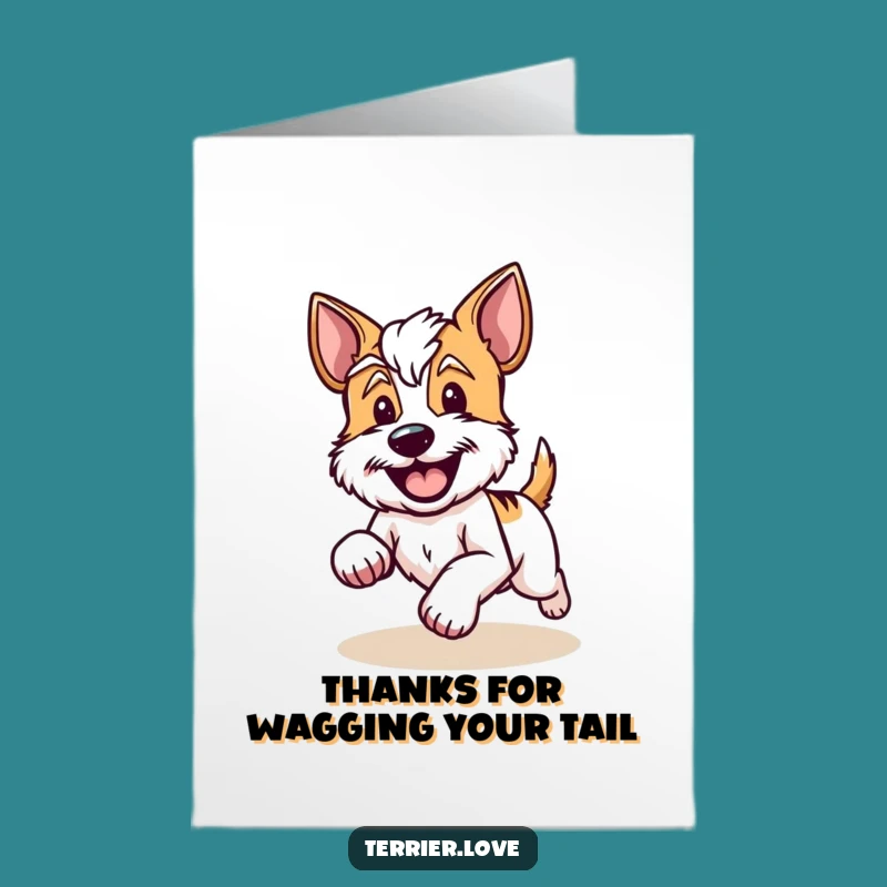 Free Printable Thank You Card: Happy Running Terrier - Funny Dog Downloadable!