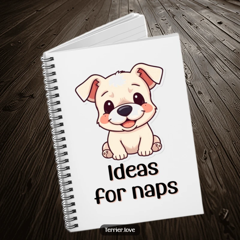 Funny Notebook: A cheerful terrier dog with floppy ears, sitting patiently, ready to inspire thoughts and notes.
