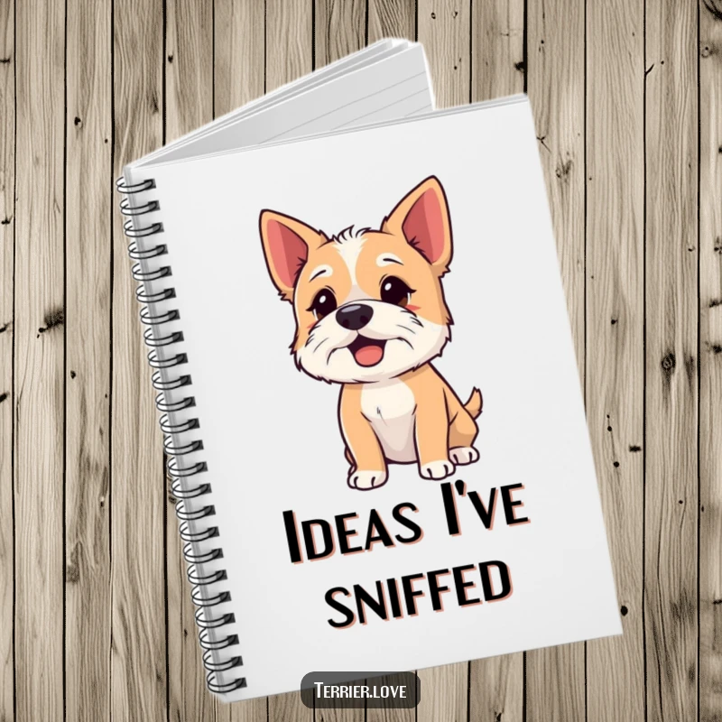 Funny Notebook with a terrier sniffing the air with its nose up, perfect for journaling and note-taking.