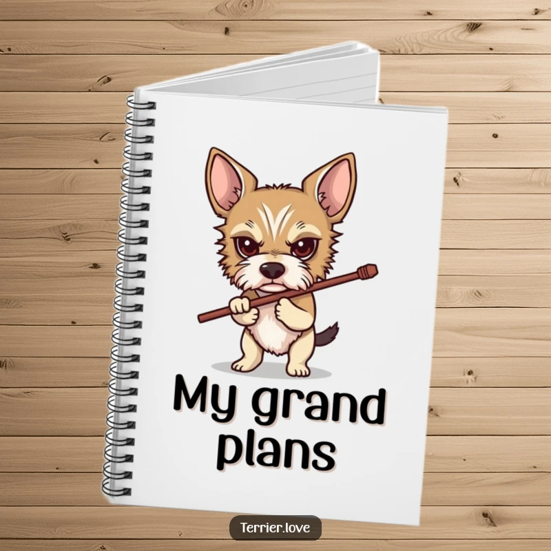 Funny Determined Terrier Notebook: A determined terrier carrying a stick, depicted to inspire focused writing and note-taking with a humorous twist.