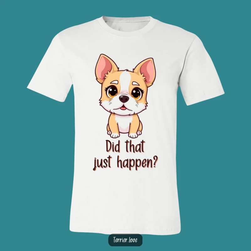 Funny Surprised Terrier T-Shirt - Wide-Eyed Dog Tee, Hilarious Reaction Gift
