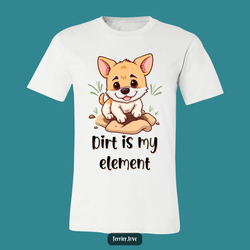 Funny Playful Terrier Digging T-Shirt: Determined Pup Tee