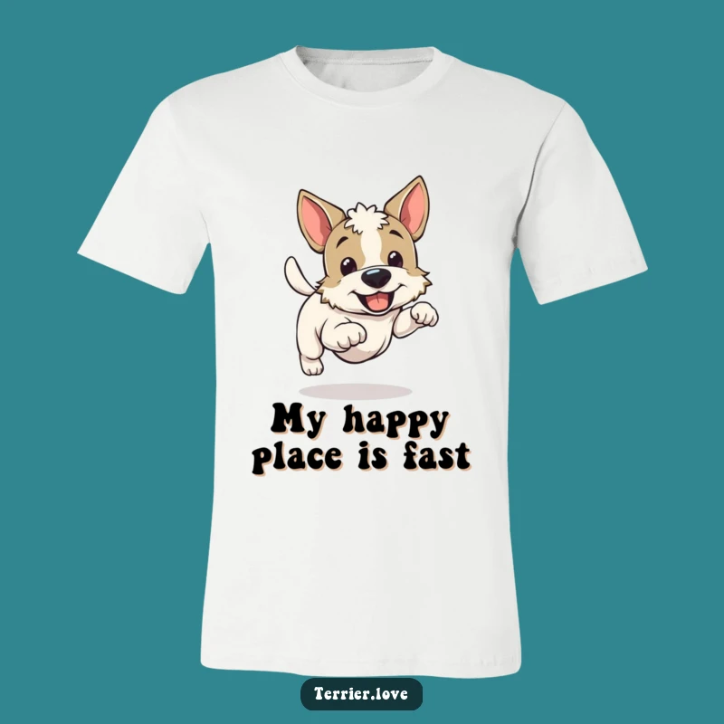 Funny Cheerful Running Terrier T-Shirt - Comical Enthusiastic Dog Tee for Gifts