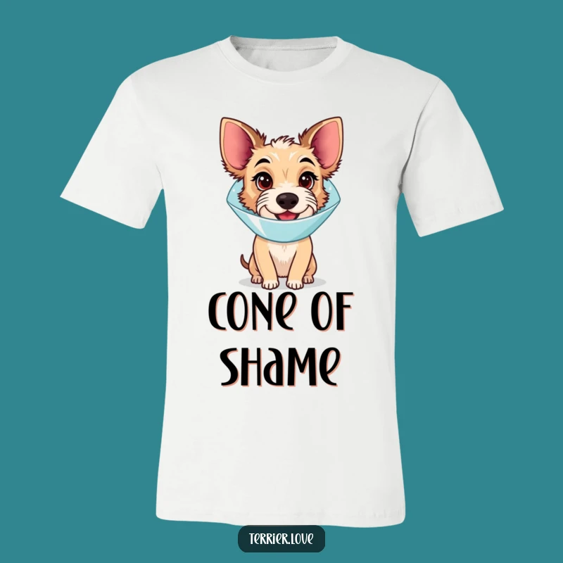 Funny Cone Terrier T-Shirt - Bewildered Happy Dog Tee, Quirky Pet Gift