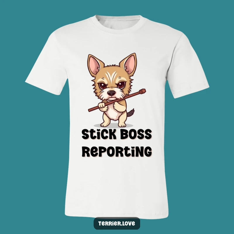 Funny Determined Terrier T-Shirt: Stick-Carrying Dog Tee, Hilarious Gift for Dog Owners!