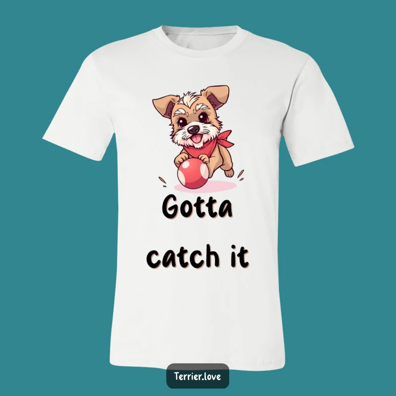 Funny Terrier T-Shirt: Bandana, Ball Chase, Gift for Active Dog Lovers