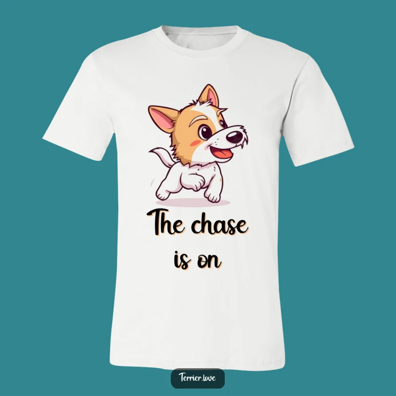 Funny Terrier T-Shirt: Playful Barking Dog Chase Tee, Perfect Gift