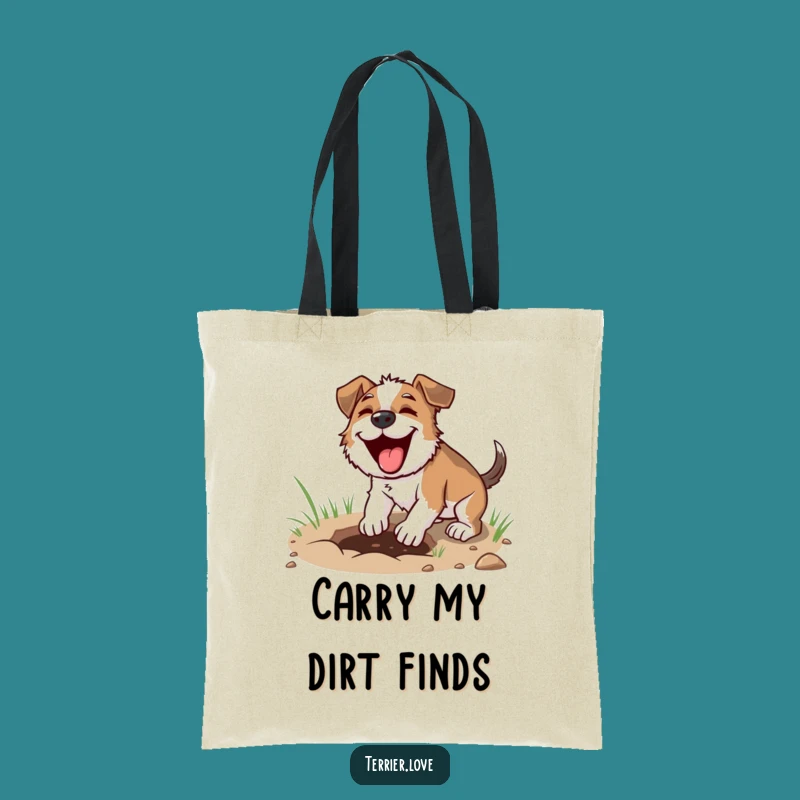 Funny Digging Terrier Tote Bag - Joyful Focused Dog Carryall, Hobby Gift