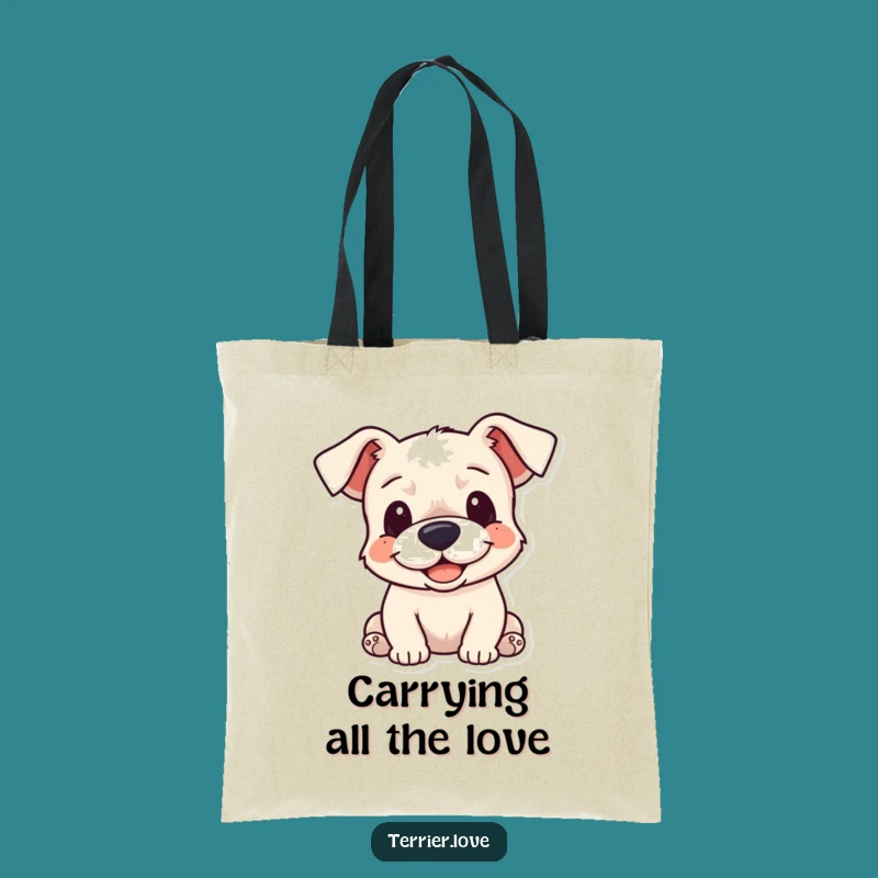 Funny Cuddle Terrier Tote Bag - Cheerful Floppy Ears Eco Bag, Great Dog Gift
