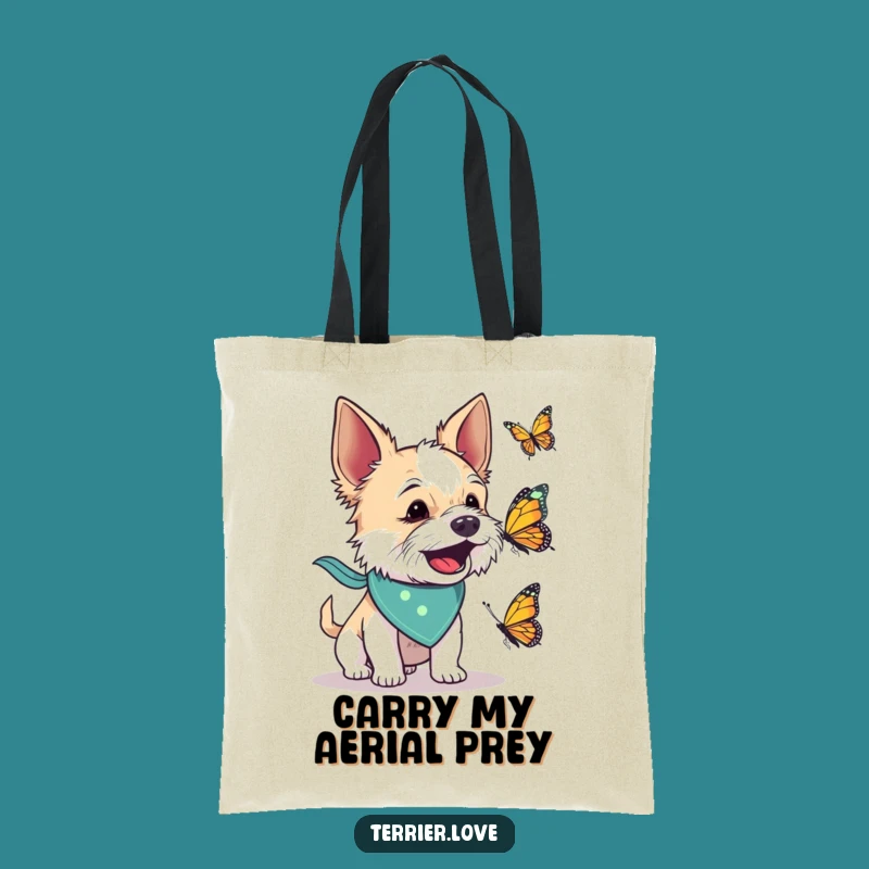 Funny Terrier Butterfly Barking Tote Bag: Bandana Dog Carryall, Gift