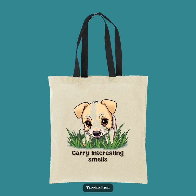 Funny Terrier Curious Sniffing Tote Bag - Whimsical Exploration Accessory