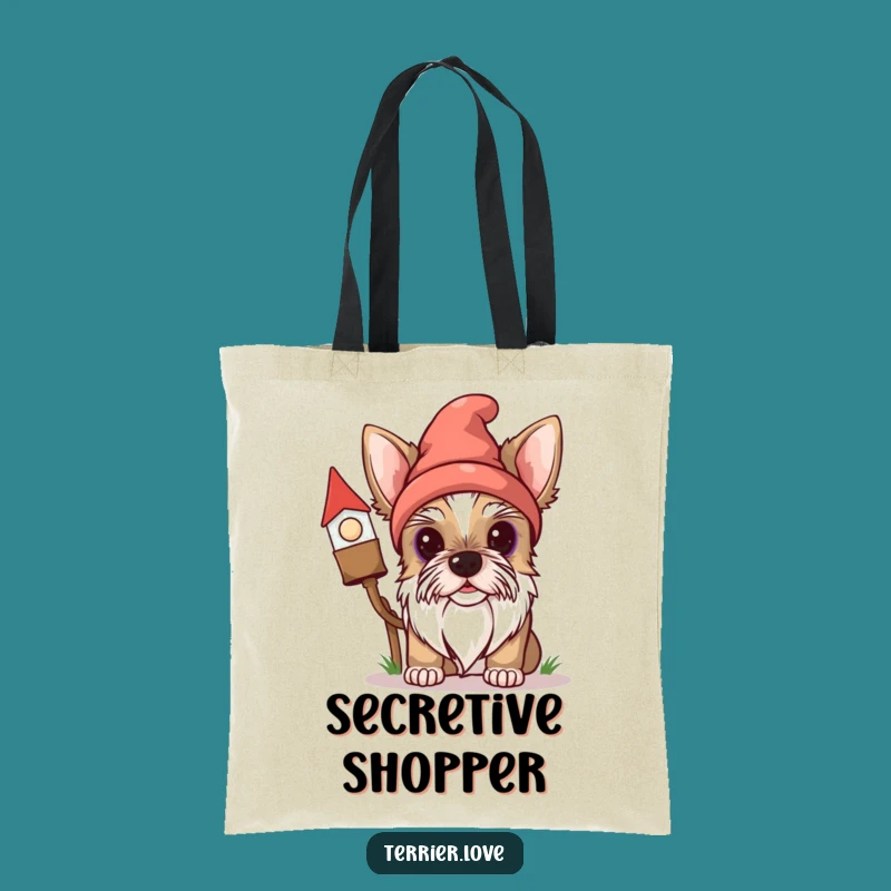 Funny Terrier Gnome Peeker Tote Bag - Hilarious Dog Accessory