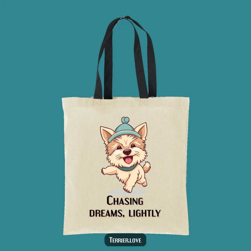 Funny Terrier Hat Tail Chasing Tote Bag: Silly Dog's Enthusiastic Carry-All