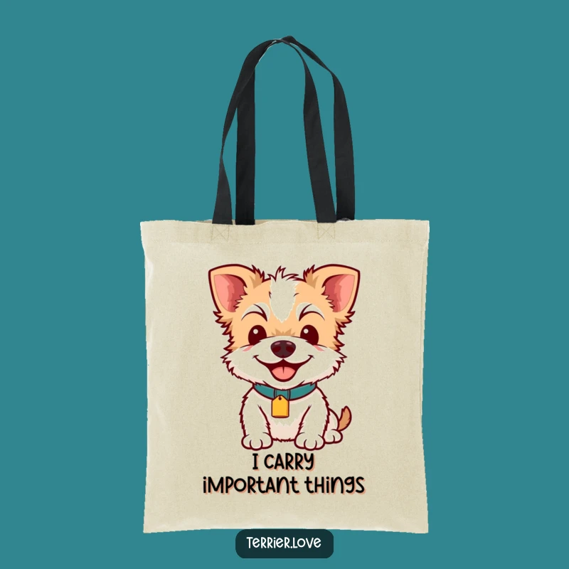 Funny Terrier Smile Tote Bag: Stylish Dog Collar Tag Carryall, Perfect Humorous Gift!