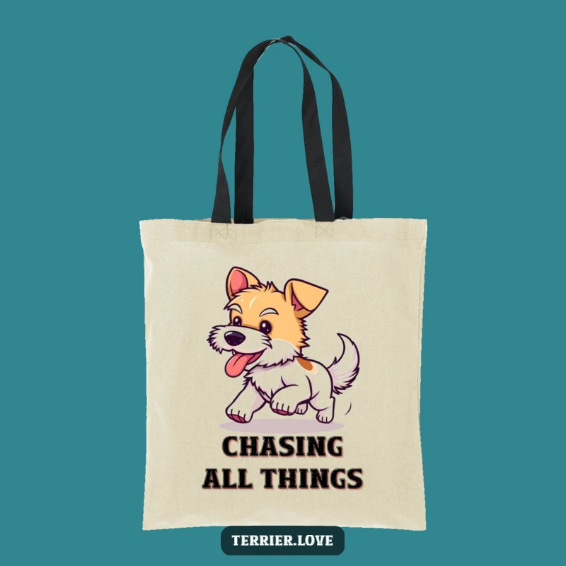 Funny Terrier Tail Chasing Tote Bag: Carry Your Fun and Essentials
