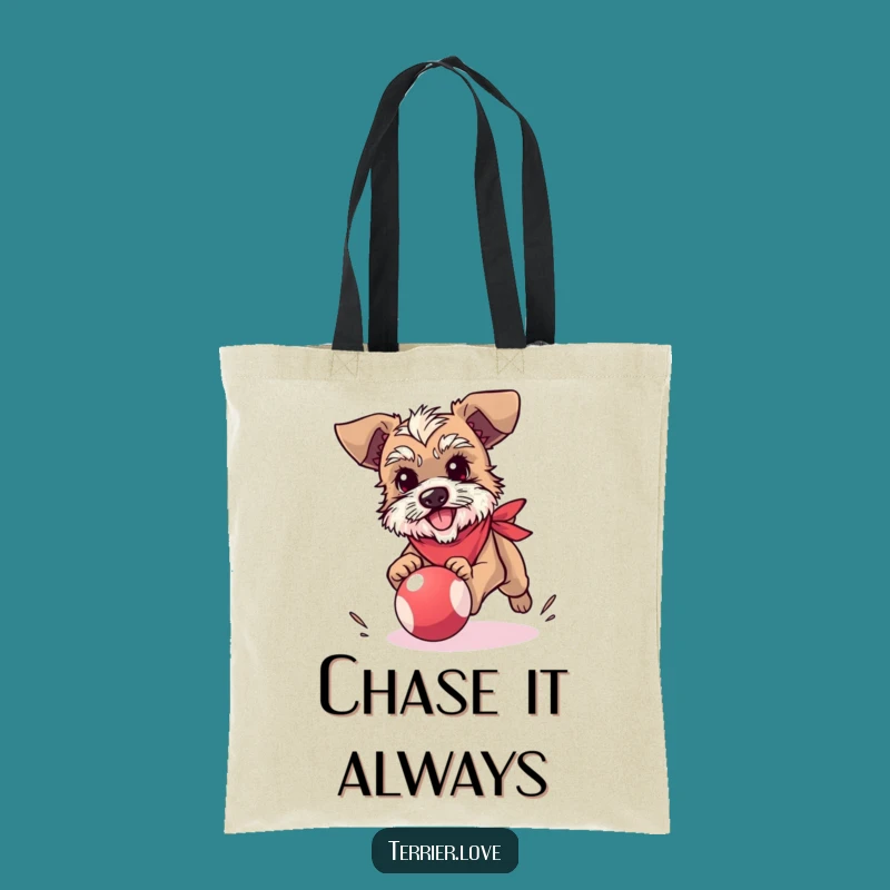 Funny Terrier Tote Bag: Bandana, Ball Chase, Gift for Dog Lovers