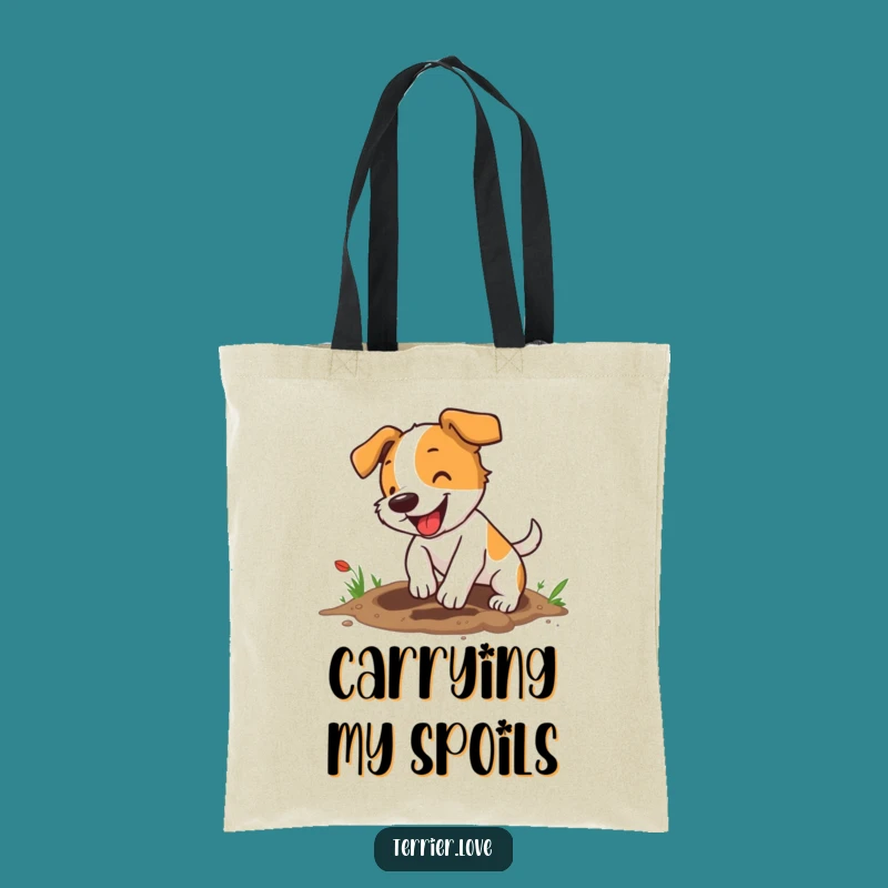 Funny Terrier Tote Bag: Digging Dog, Energetic, Gift for Gardeners & Dog Lovers