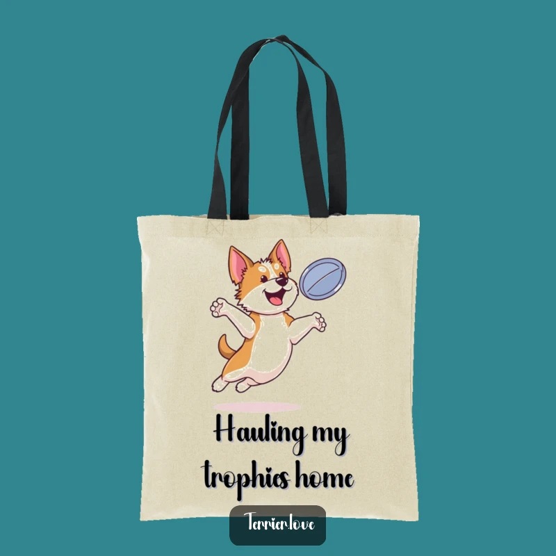 Funny Bouncy Terrier Tote Bag: Disc Dog Gear Carrier, Perfect Gift